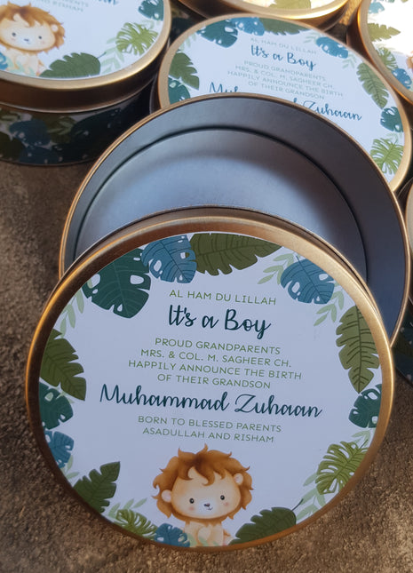 Premium Birth Announcement Tin Boxes – Custom Printed Baby Arrival Gifts & Methie Boxes in Pakistan