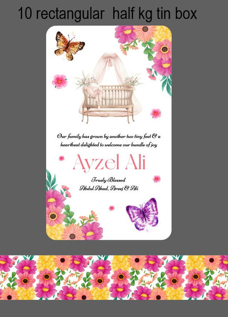 Premium Birth Announcement Tin Boxes – Custom Printed Baby Arrival Gifts & Methie Boxes in Pakistan