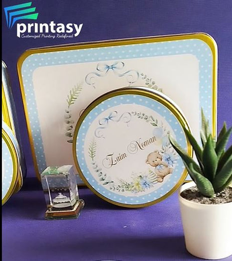 Premium Birth Announcement Tin Boxes – Custom Printed Baby Arrival Gifts & Methie Boxes in Pakistan