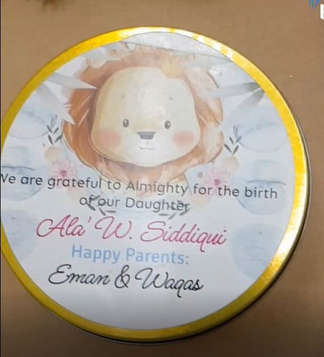 Premium Birth Announcement Tin Boxes – Custom Printed Baby Arrival Gifts & Methie Boxes in Pakistan