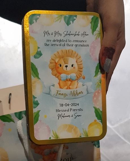 Premium Birth Announcement Tin Boxes – Custom Printed Baby Arrival Gifts & Methie Boxes in Pakistan
