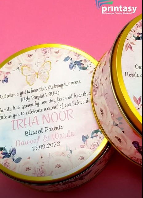 Premium Birth Announcement Tin Boxes – Custom Printed Baby Arrival Gifts & Methie Boxes in Pakistan