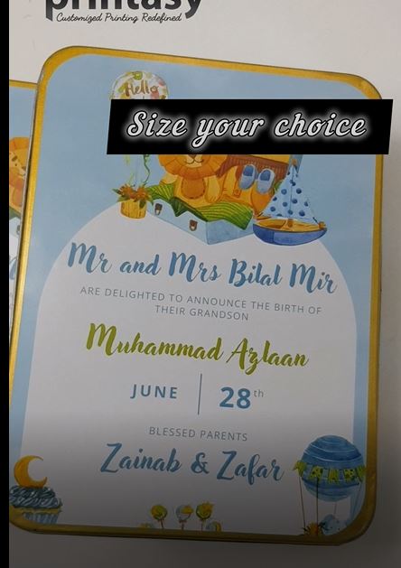 Premium Birth Announcement Tin Boxes – Custom Printed Baby Arrival Gifts & Methie Boxes in Pakistan