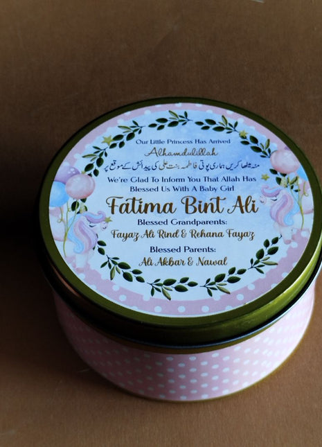 Premium Birth Announcement Tin Boxes – Custom Printed Baby Arrival Gifts & Methie Boxes in Pakistan