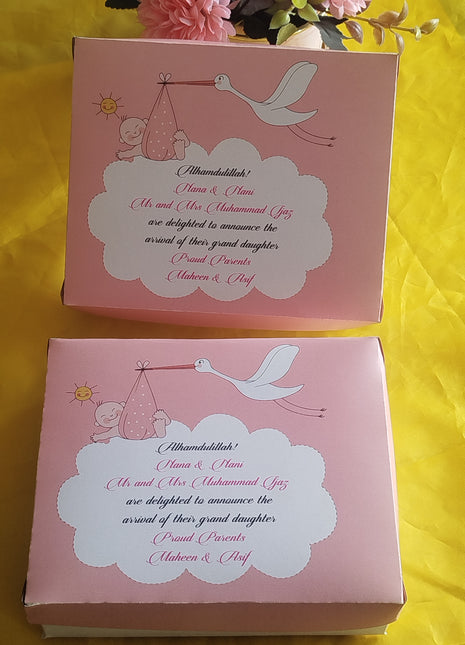 Baby Birth Announcement Boxes in Pakistan | Customized Methai & Sweet Boxes – Lowest Price