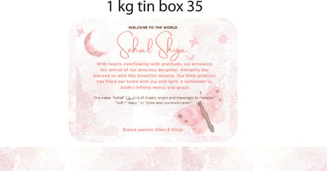 Premium Birth Announcement Tin Boxes – Custom Printed Baby Arrival Gifts & Methie Boxes in Pakistan