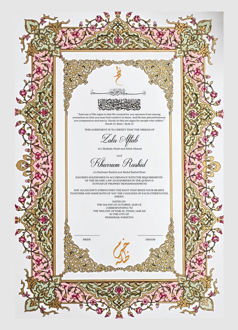 Nikkah Agreement Customized