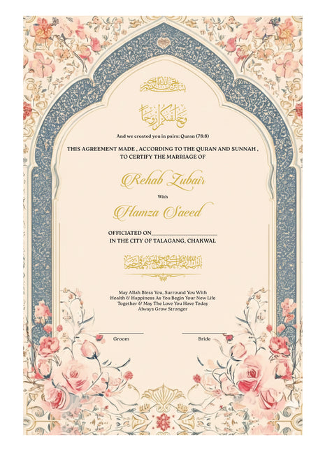 Nikkah Agreement Customized