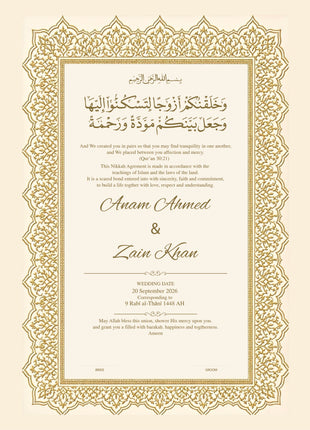 Nikkah Agreement Customized