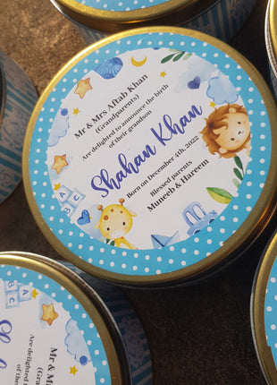 Premium Birth Announcement Tin Boxes – Custom Printed Baby Arrival Gifts & Methie Boxes in Pakistan