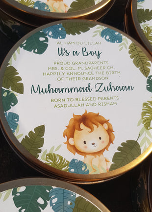 Premium Birth Announcement Tin Boxes – Custom Printed Baby Arrival Gifts & Methie Boxes in Pakistan