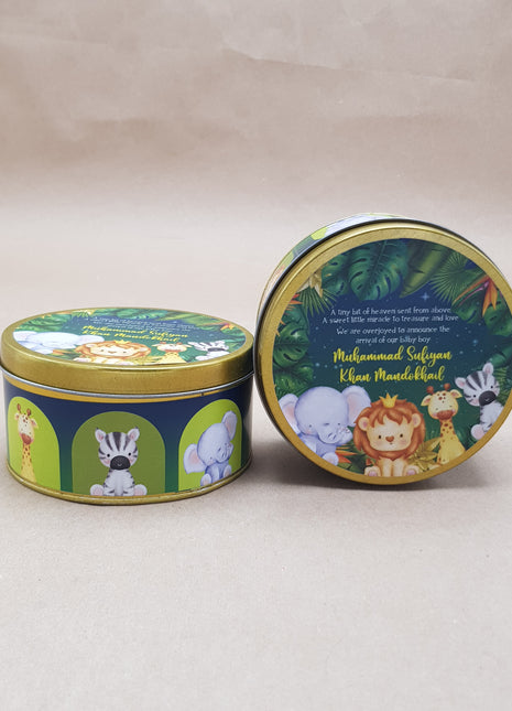 Premium Birth Announcement Tin Boxes – Custom Printed Baby Arrival Gifts & Methie Boxes in Pakistan