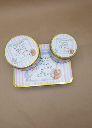 Premium Birth Announcement Tin Boxes – Custom Printed Baby Arrival Gifts & Methie Boxes in Pakistan