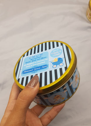 Premium Birth Announcement Tin Boxes – Custom Printed Baby Arrival Gifts & Methie Boxes in Pakistan