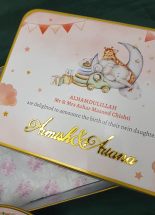 Premium Birth Announcement Tin Boxes – Custom Printed Baby Arrival Gifts & Methie Boxes in Pakistan