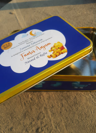 Premium Birth Announcement Tin Boxes – Custom Printed Baby Arrival Gifts & Methie Boxes in Pakistan