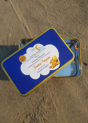 Premium Birth Announcement Tin Boxes – Custom Printed Baby Arrival Gifts & Methie Boxes in Pakistan