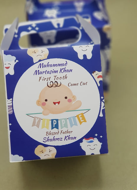 Customized First Tooth Goody Boxes – Elegant Packaging for Your Baby’s Precious Milestone