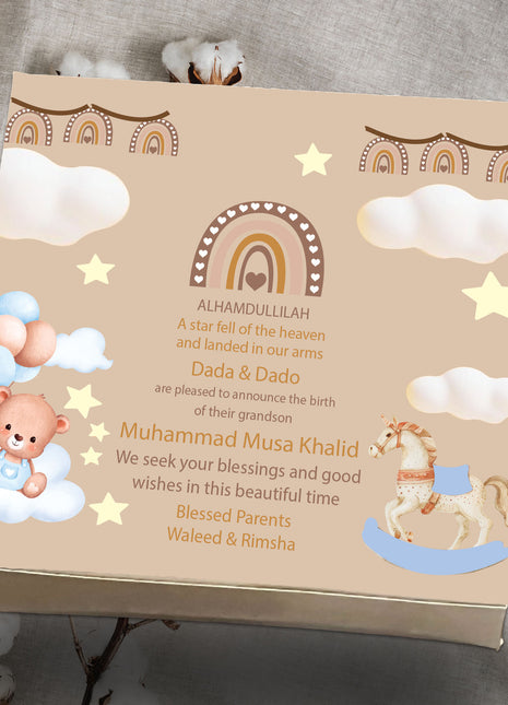Baby Birth Announcement Boxes in Pakistan | Customized Methai & Sweet Boxes – Lowest Price