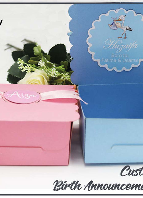 Baby Birth Announcement Boxes in Pakistan | Customized Methai & Sweet Boxes – Lowest Price