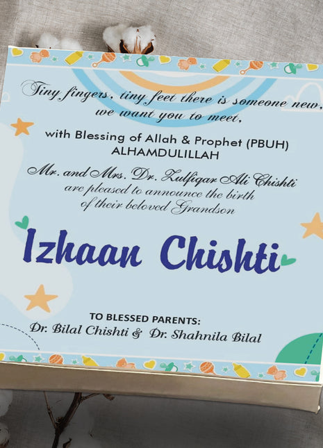Baby Birth Announcement Boxes in Pakistan | Customized Methai & Sweet Boxes – Lowest Price