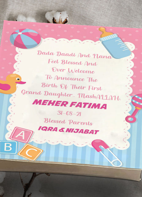 Baby Birth Announcement Boxes in Pakistan | Customized Methai & Sweet Boxes – Lowest Price