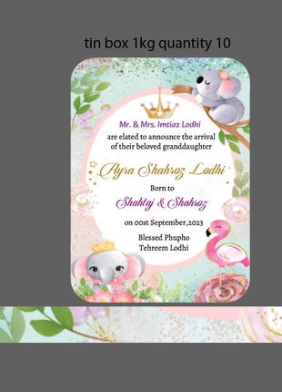 Premium Birth Announcement Tin Boxes – Custom Printed Baby Arrival Gifts & Methie Boxes in Pakistan