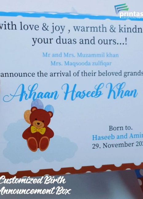 Baby Birth Announcement Boxes in Pakistan | Customized Methai & Sweet Boxes – Lowest Price
