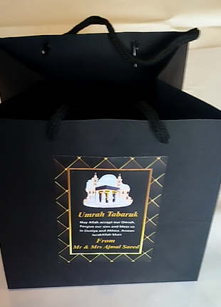 Hajj & Umrah Tabarruk Gift Set – Customized Bag, Kaba Box & Zamzam Bottle (Complete Package)