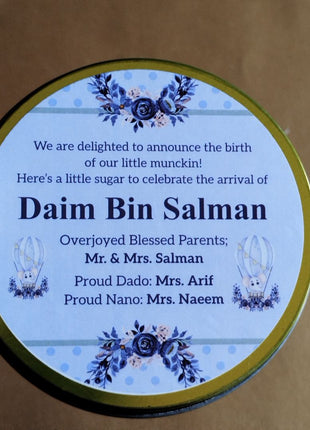 Premium Birth Announcement Tin Boxes – Custom Printed Baby Arrival Gifts & Methie Boxes in Pakistan