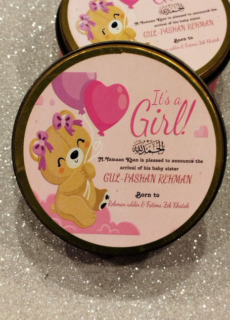 Premium Birth Announcement Tin Boxes – Custom Printed Baby Arrival Gifts & Methie Boxes in Pakistan