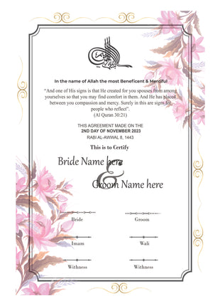 Nikkah Agreement Customized