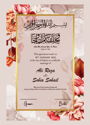 Nikkah Agreement Customized