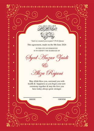 Nikkah Agreement Customized