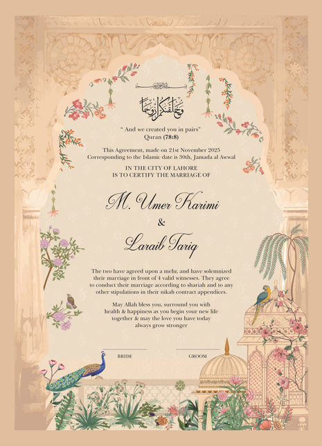 Nikkah Agreement Customized