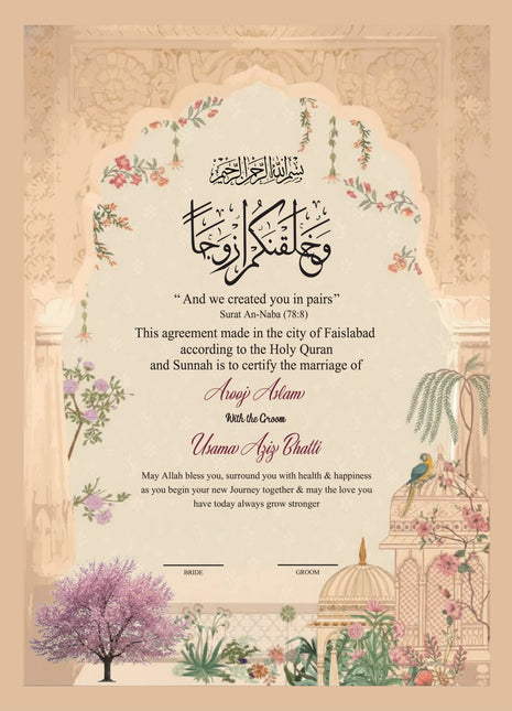 Nikkah Agreement Customized