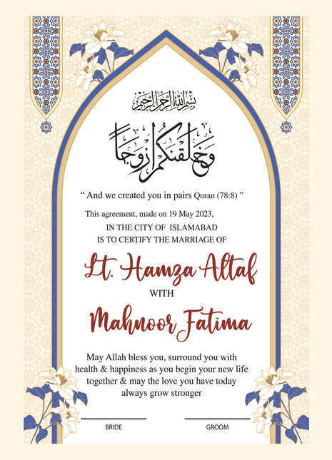 Nikkah Agreement Customized