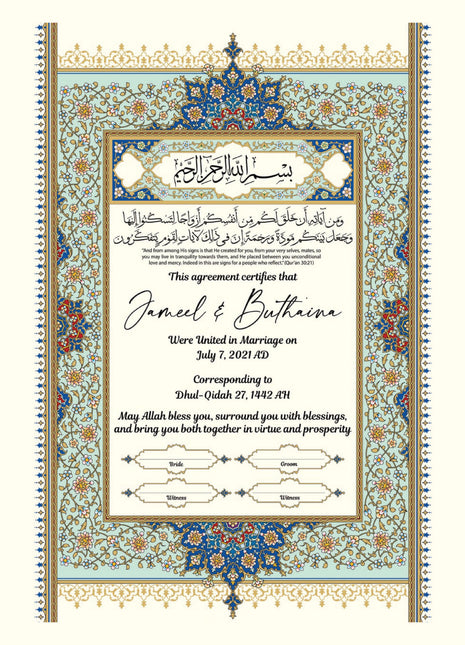 Nikkah Agreement Customized