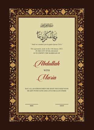 Nikkah Agreement Customized