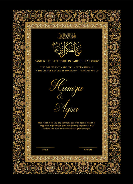 Nikkah Agreement Customized