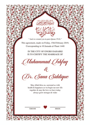 Nikkah Agreement Customized