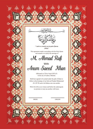 Nikkah Agreement Customized