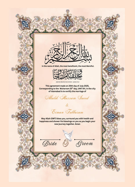 Nikkah Agreement Customized