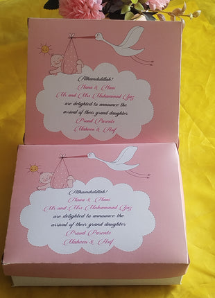 Baby Birth Announcement Boxes in Pakistan | Customized Methai & Sweet Boxes – Lowest Price