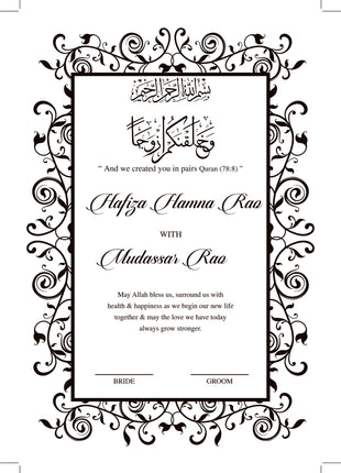 Nikkah Agreement Customized