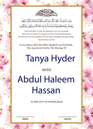 Nikkah Agreement Customized