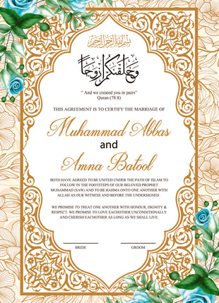 Nikkah Agreement Customized