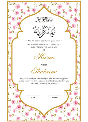 Nikkah Agreement Customized