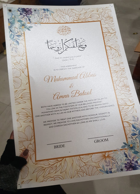 Nikkah Agreement Customized