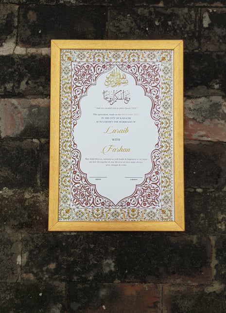 Nikkah Agreement Customized